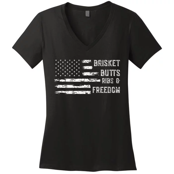 Brisket Butts Ribs And Freedom Bbq Women's V-Neck T-Shirt