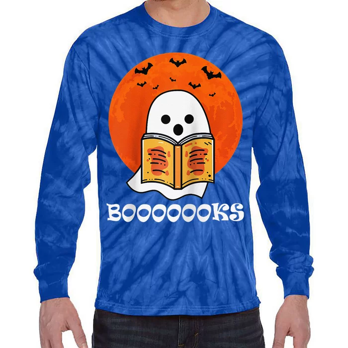 Booooooks Boo Read Books Halloween Raglan Baseball Tie-Dye Long Sleeve Shirt