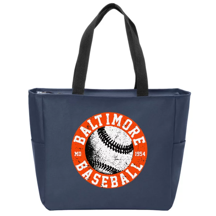 Baltimore Baseball Retro Vintage Design Baseball Lover Zip Tote Bag