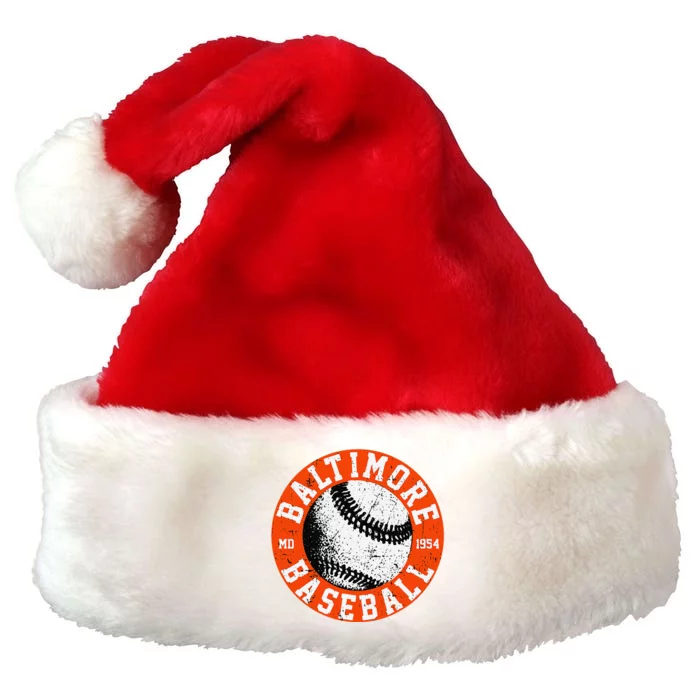 Baltimore Baseball Retro Vintage Design Baseball Lover Premium Christmas Santa Hat