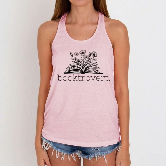 Booktrovert Book Reader Gift Women's Knotted Racerback Tank