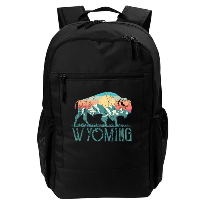 Bison Buffalo Retro Wyoming Wy Mountains Retro Daily Commute Backpack