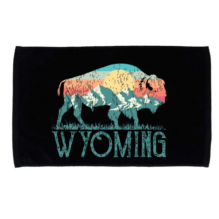 Bison Buffalo Retro Wyoming Wy Mountains Retro Microfiber Hand Towel