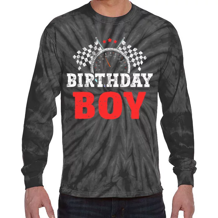 Birthday Boy Race Car Racing Car Driver Birthday Crew Tie-Dye Long Sleeve Shirt