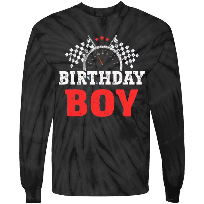 Birthday Boy Race Car Racing Car Driver Birthday Crew Tie-Dye Long Sleeve Shirt