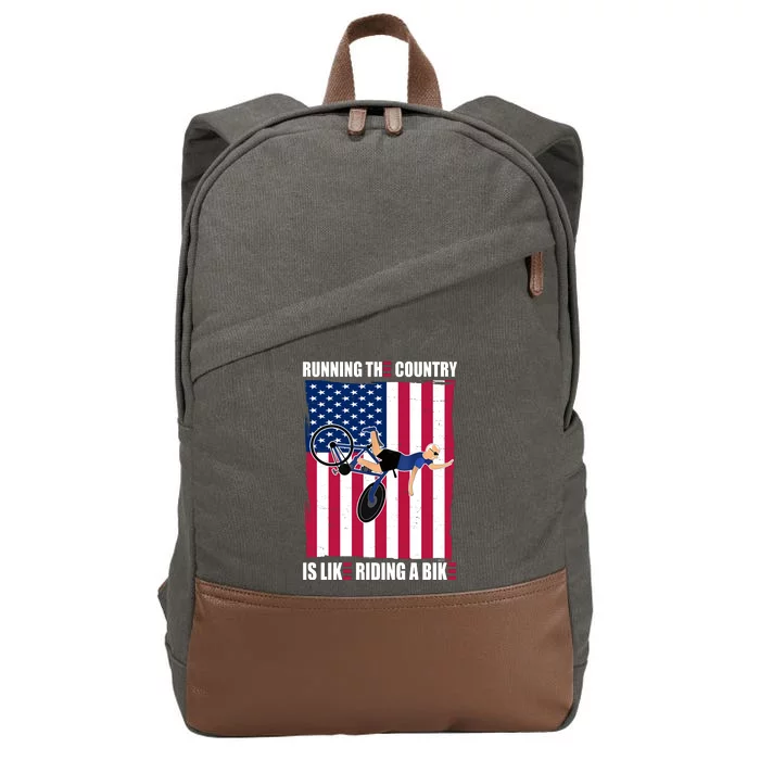 Biden Bicycle Running The Country Is Like Riding A Bike Cotton Canvas Backpack