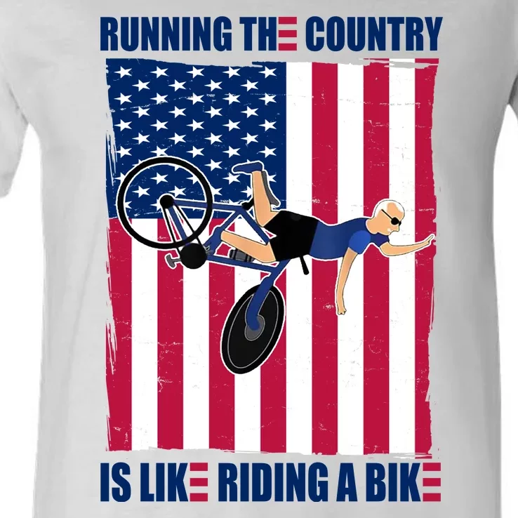 Biden Bicycle Running The Country Is Like Riding A Bike V-Neck T-Shirt