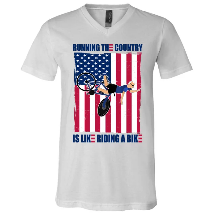 Biden Bicycle Running The Country Is Like Riding A Bike V-Neck T-Shirt