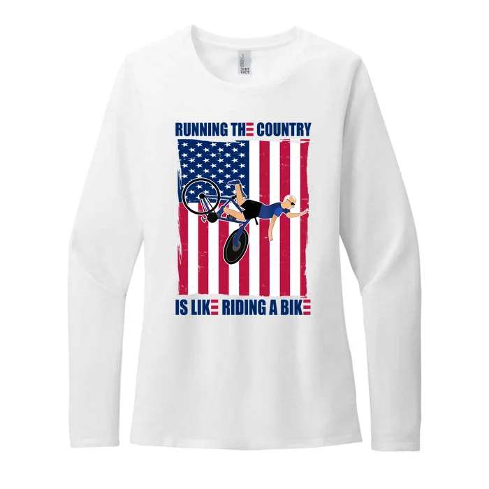 Biden Bicycle Running The Country Is Like Riding A Bike Womens CVC Long Sleeve Shirt