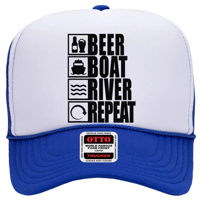 Beer Boat River Repeat Drinking River Life High Crown Mesh Trucker Hat