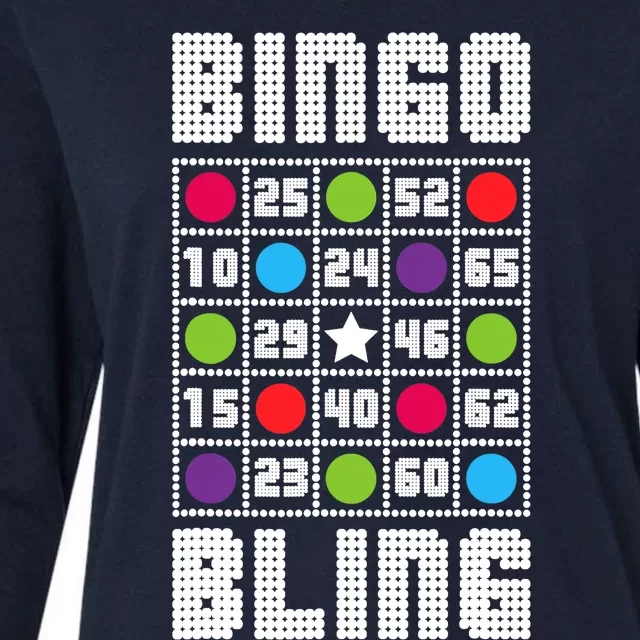 Bingo Bling Rhinestone Style Funny Player Gift Womens Cotton Relaxed Long Sleeve T-Shirt