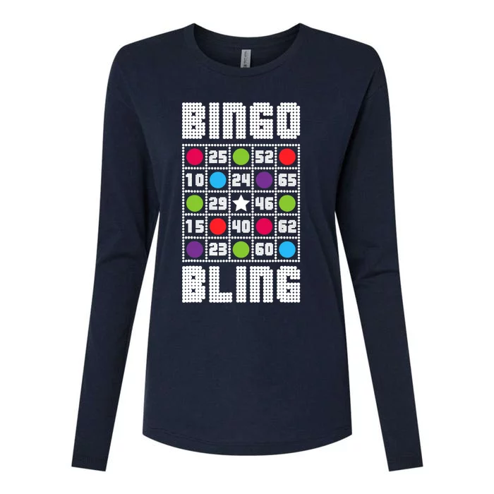 Bingo Bling Rhinestone Style Funny Player Gift Womens Cotton Relaxed Long Sleeve T-Shirt