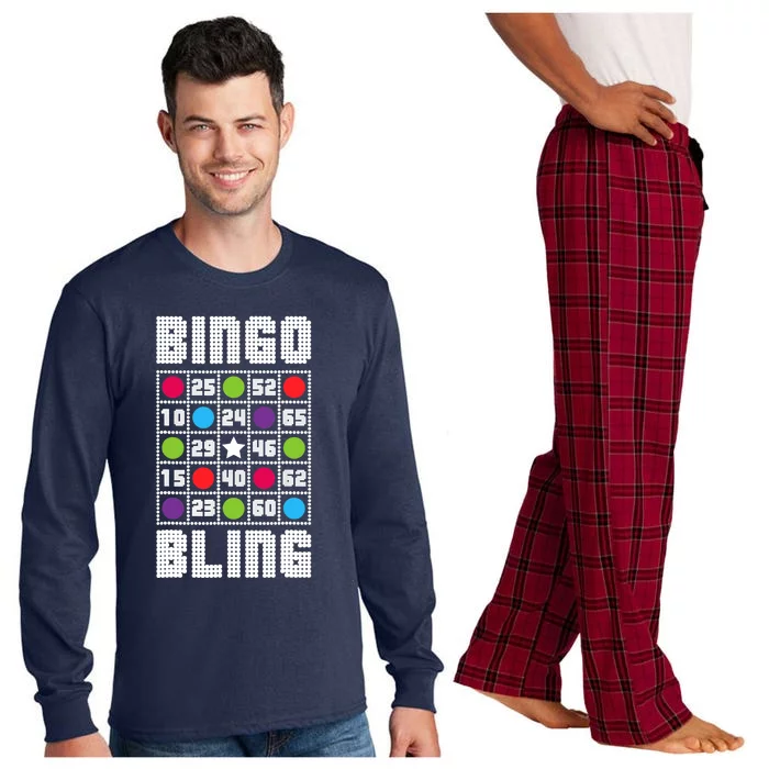 Bingo Bling Rhinestone Style Funny Player Gift Long Sleeve Pajama Set