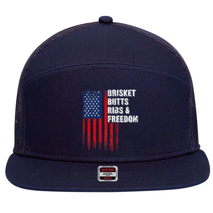 Brisket Butts Ribs And Freedom Steak Cooking Beef Roast 7 Panel Mesh Trucker Snapback Hat