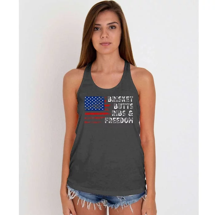 Brisket Butts Ribs And Freedom Steak Cooking Beef Roast Women's Knotted Racerback Tank