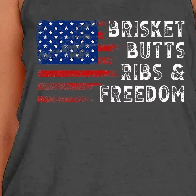 Brisket Butts Ribs And Freedom Steak Cooking Beef Roast Women's Knotted Racerback Tank