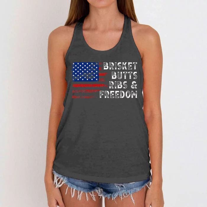 Brisket Butts Ribs And Freedom Steak Cooking Beef Roast Women's Knotted Racerback Tank