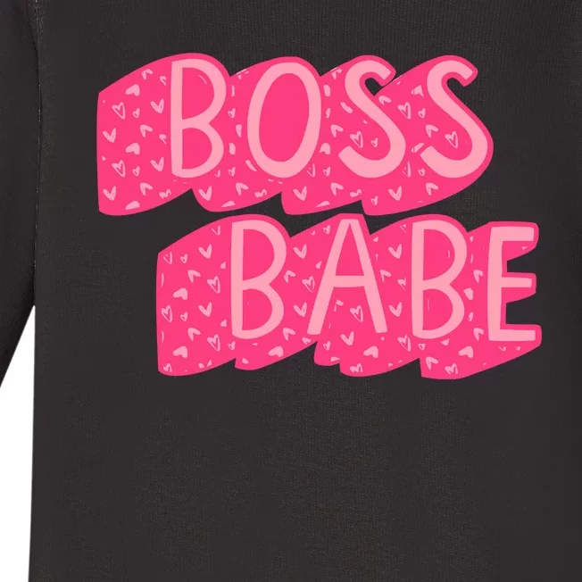 Boss Babe Retro Heart Baby Long Sleeve Bodysuit