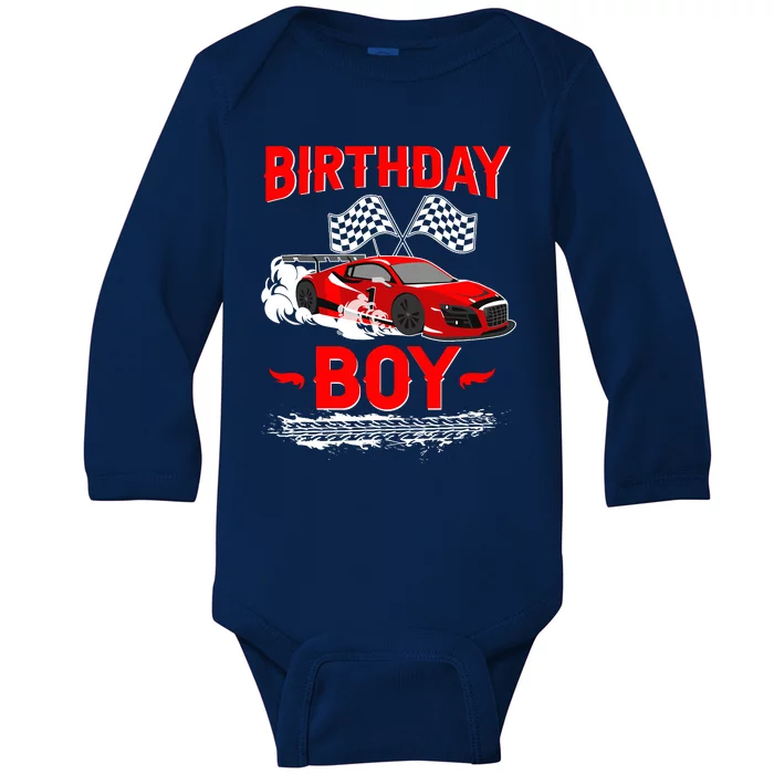 Birthday Boy Race Car Racing Car Driver Birthday Crew Baby Long Sleeve Bodysuit