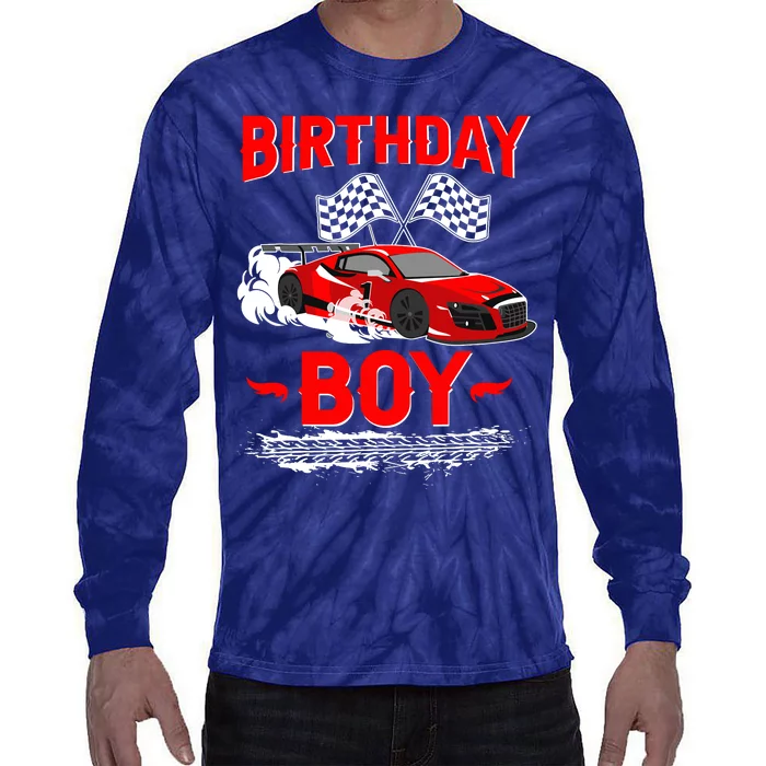 Birthday Boy Race Car Racing Car Driver Birthday Crew Tie-Dye Long Sleeve Shirt