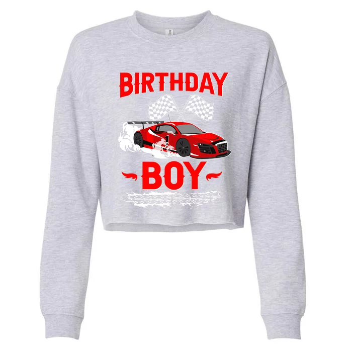 Birthday Boy Race Car Racing Car Driver Birthday Crew Cropped Pullover Crew