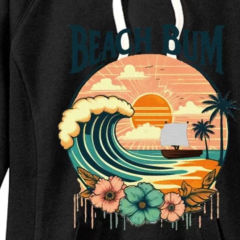 Beach Bum Retro Beach Women's Fleece Hoodie