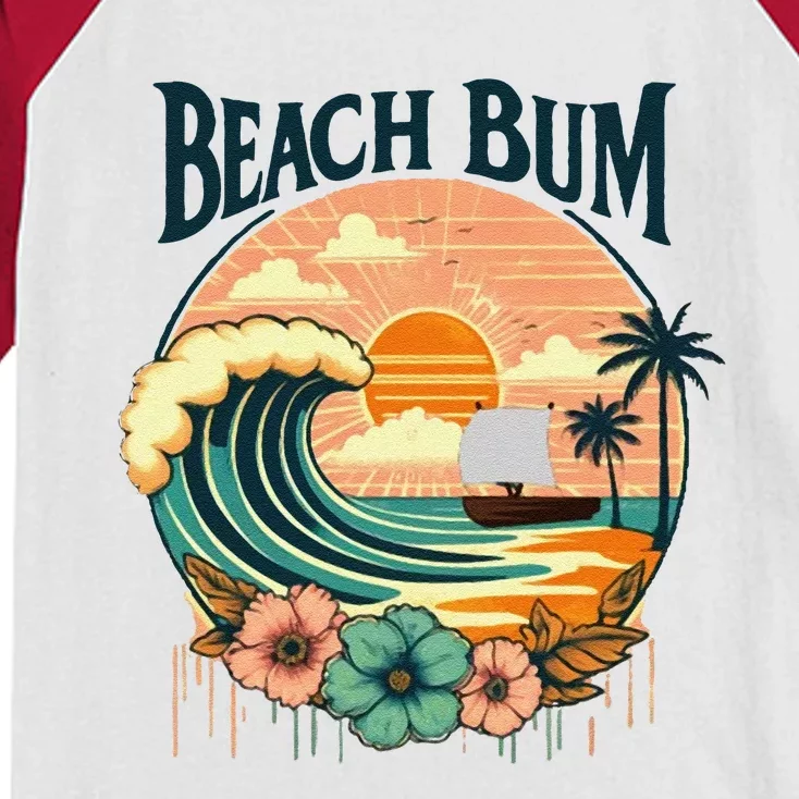 Beach Bum Retro Beach Kids Colorblock Raglan Jersey