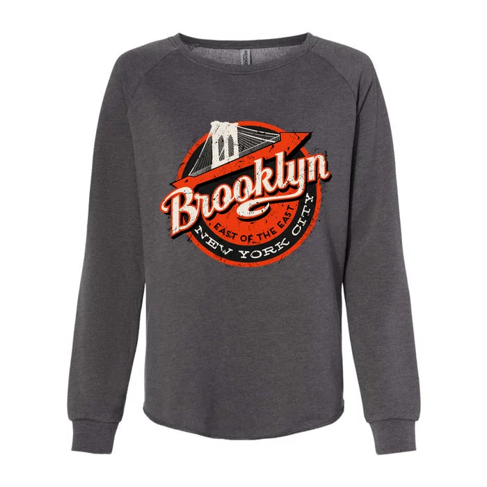 Brooklyn Bridge Retro New York Logo Womens California Wash Sweatshirt