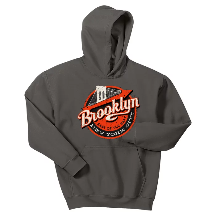 Brooklyn Bridge Retro New York Logo Kids Hoodie