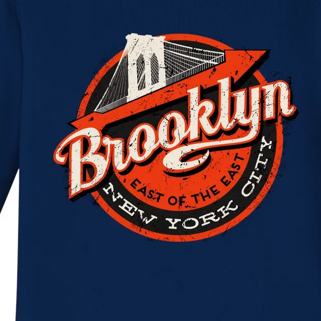 Brooklyn Bridge Retro New York Logo Baby Long Sleeve Bodysuit