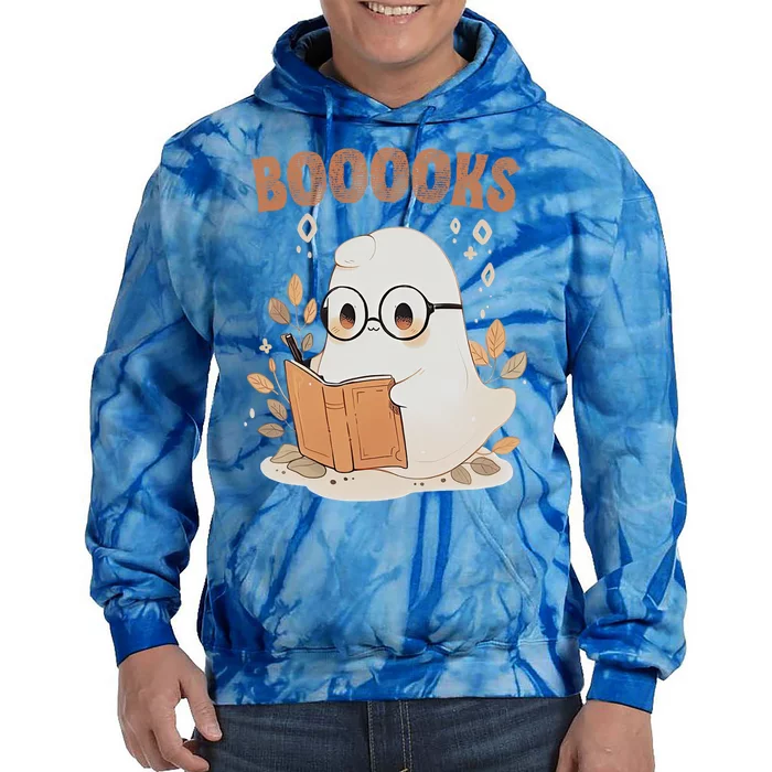 Boo Boooks Reading Book Bookworm Happy Halloween Funny Ghost Cool Gift Tie Dye Hoodie