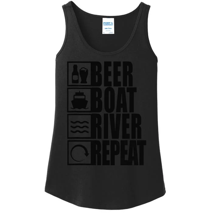 Beer Boat River Repeat Drinking River Life Ladies Essential Tank