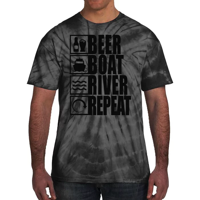 Beer Boat River Repeat Drinking River Life Tie-Dye T-Shirt