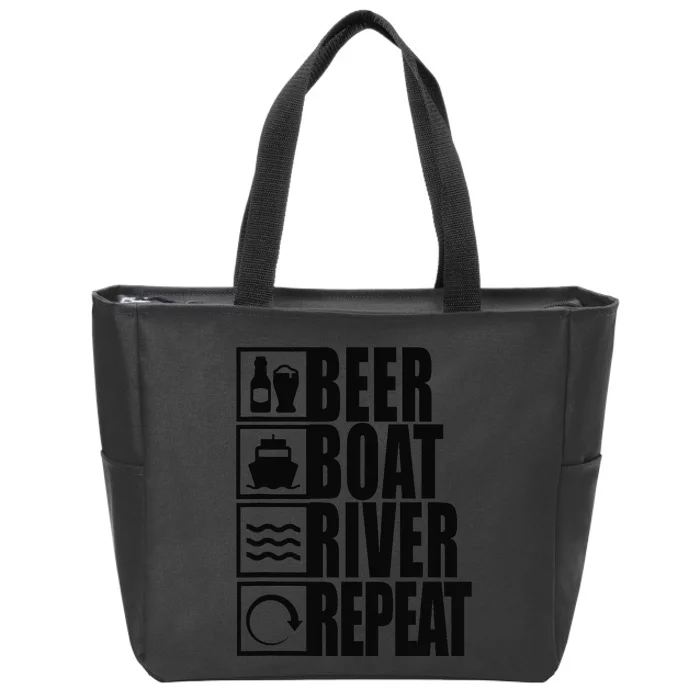 Beer Boat River Repeat Drinking River Life Zip Tote Bag