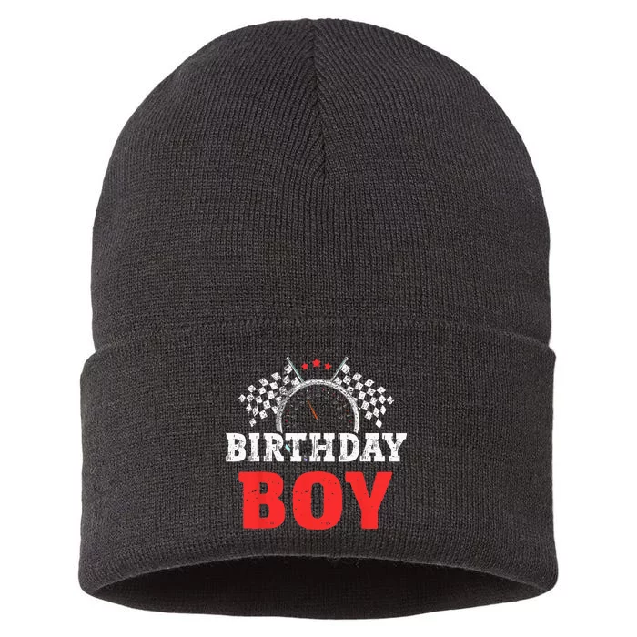 Birthday Boy Race Car Racing Car Driver Birthday Crew Sustainable Knit Beanie