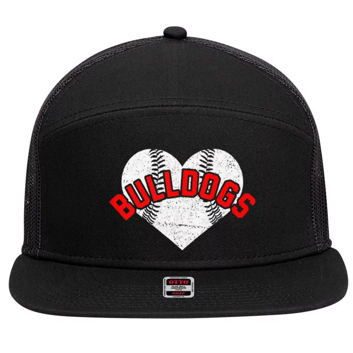 Bulldogs Baseball Softball High School Team Mascot Mom 7 Panel Mesh Trucker Snapback Hat