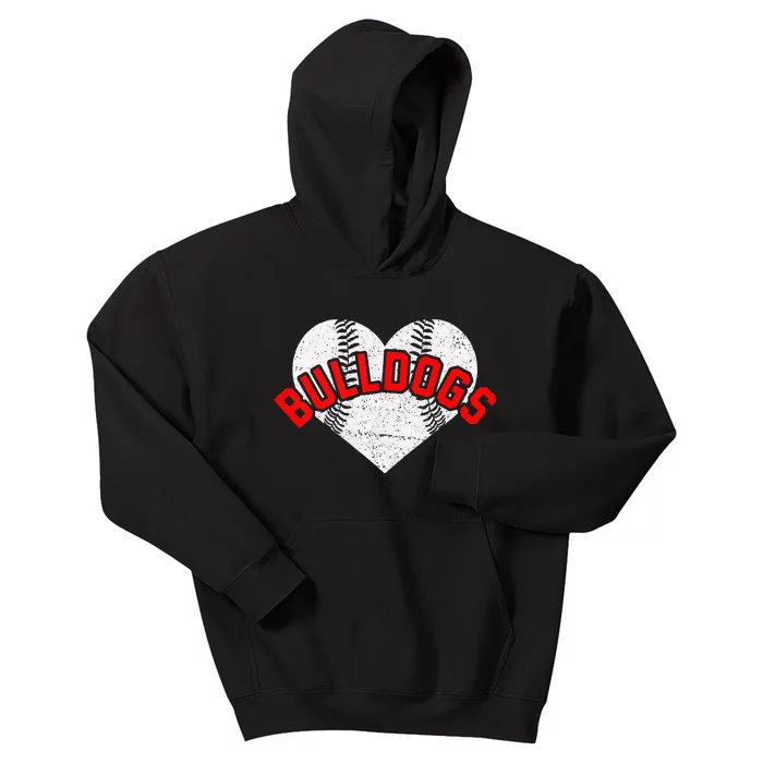 Bulldogs Baseball Softball High School Team Mascot Mom Kids Hoodie