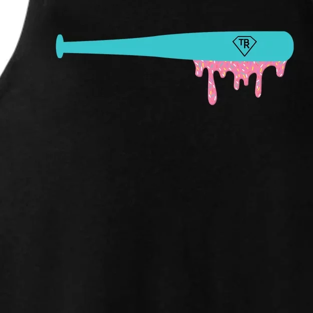 Baseball Bat Sprinkle Drip Ladies Tri-Blend Wicking Tank