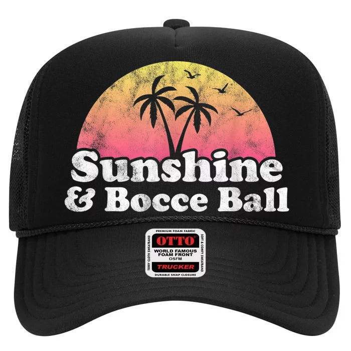 Bocce Ball Sunshine And Bocce Ball High Crown Mesh Trucker Hat