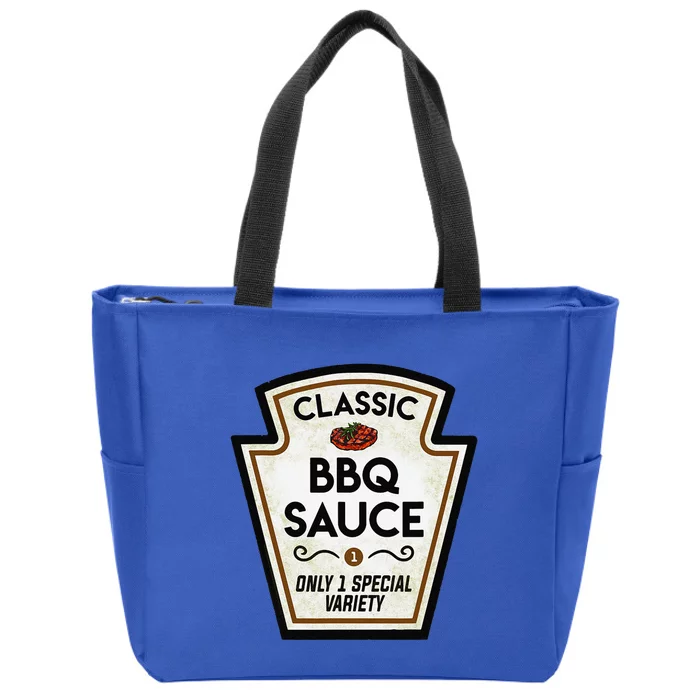 Barbecue BBQ Sauce Bottle Label Halloween Matching Costume Zip Tote Bag