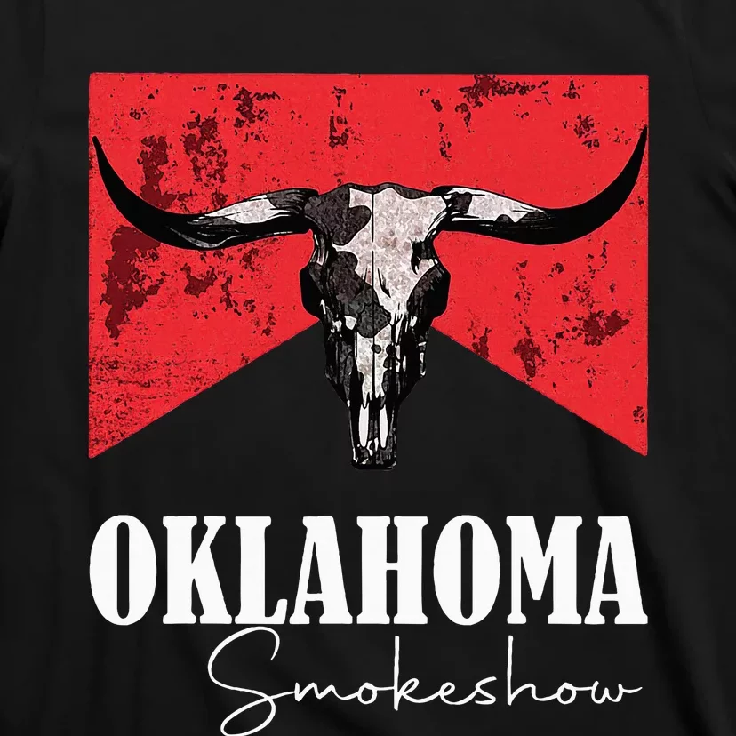 Boho Bull Skull Cow Oklahoma Smokeshow Western T-Shirt