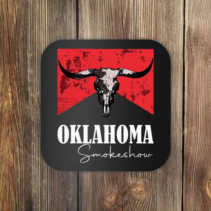 Boho Bull Skull Cow Oklahoma Smokeshow Western Coaster