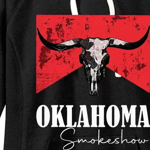 Boho Bull Skull Cow Oklahoma Smokeshow Western Women's Fleece Hoodie