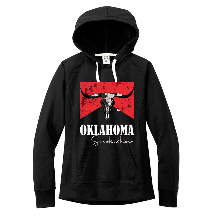 Boho Bull Skull Cow Oklahoma Smokeshow Western Women's Fleece Hoodie