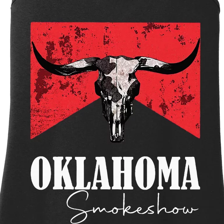 Boho Bull Skull Cow Oklahoma Smokeshow Western Ladies Essential Tank