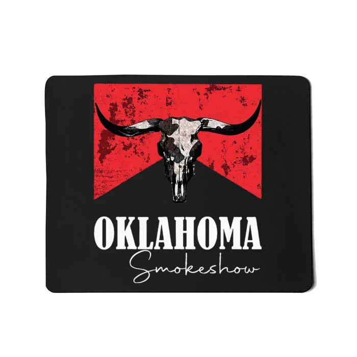 Boho Bull Skull Cow Oklahoma Smokeshow Western Mousepad