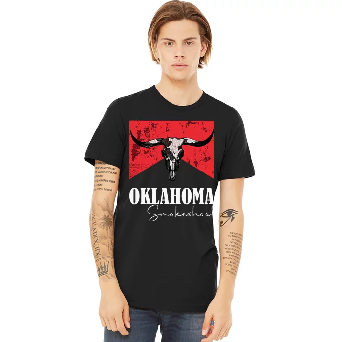 Boho Bull Skull Cow Oklahoma Smokeshow Western Premium T-Shirt