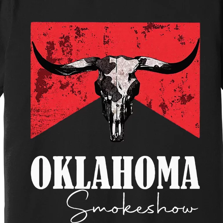 Boho Bull Skull Cow Oklahoma Smokeshow Western Premium T-Shirt