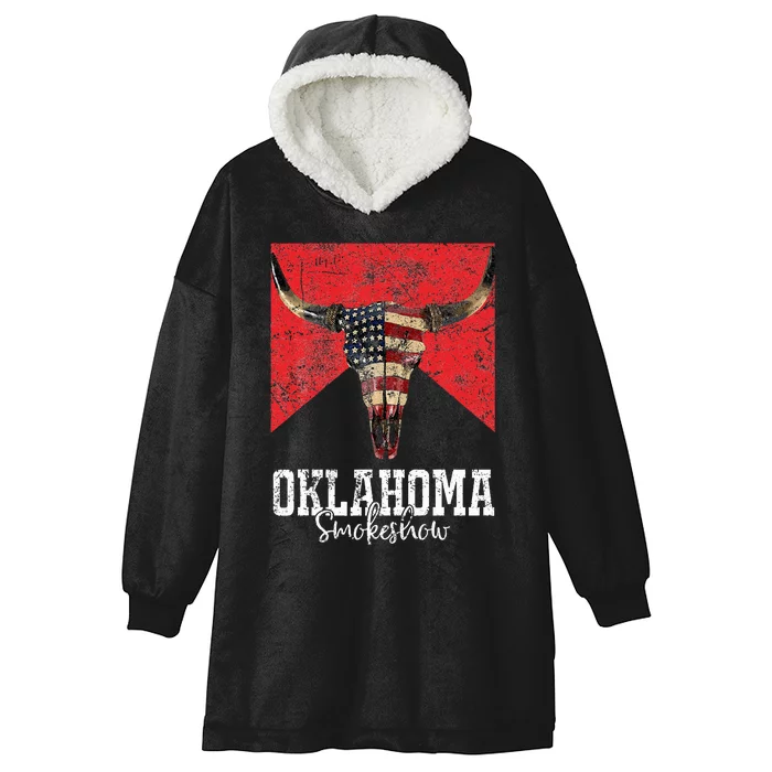 Boho Bull Skull Cow Smokeshow Western Country Hooded Wearable Blanket