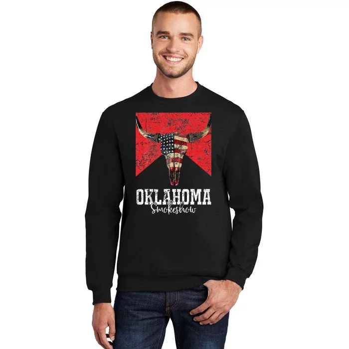 Boho Bull Skull Cow Smokeshow Western Country Tall Sweatshirt